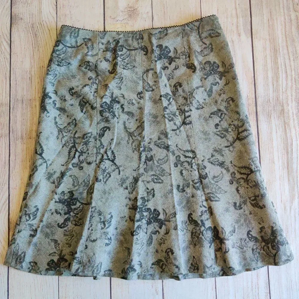 Ann Taylor A-Line floral wool blend skirt sz 10P